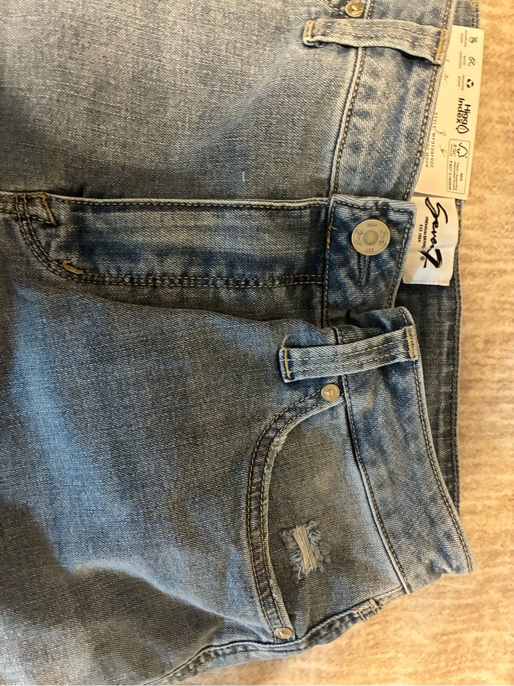 Seven7 Light Blue Women's Denim Jean Shorts with Subtle Distress